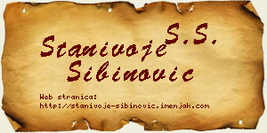 Stanivoje Sibinović vizit kartica